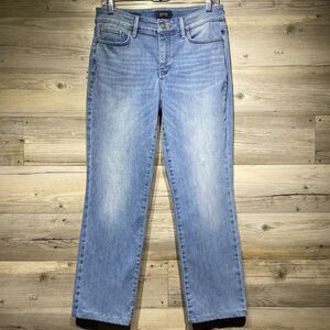 NYDJ Marilyn Straight Jeans Womens 8 Short 30x28 Hemmed Blue Lift Tuck Stretch